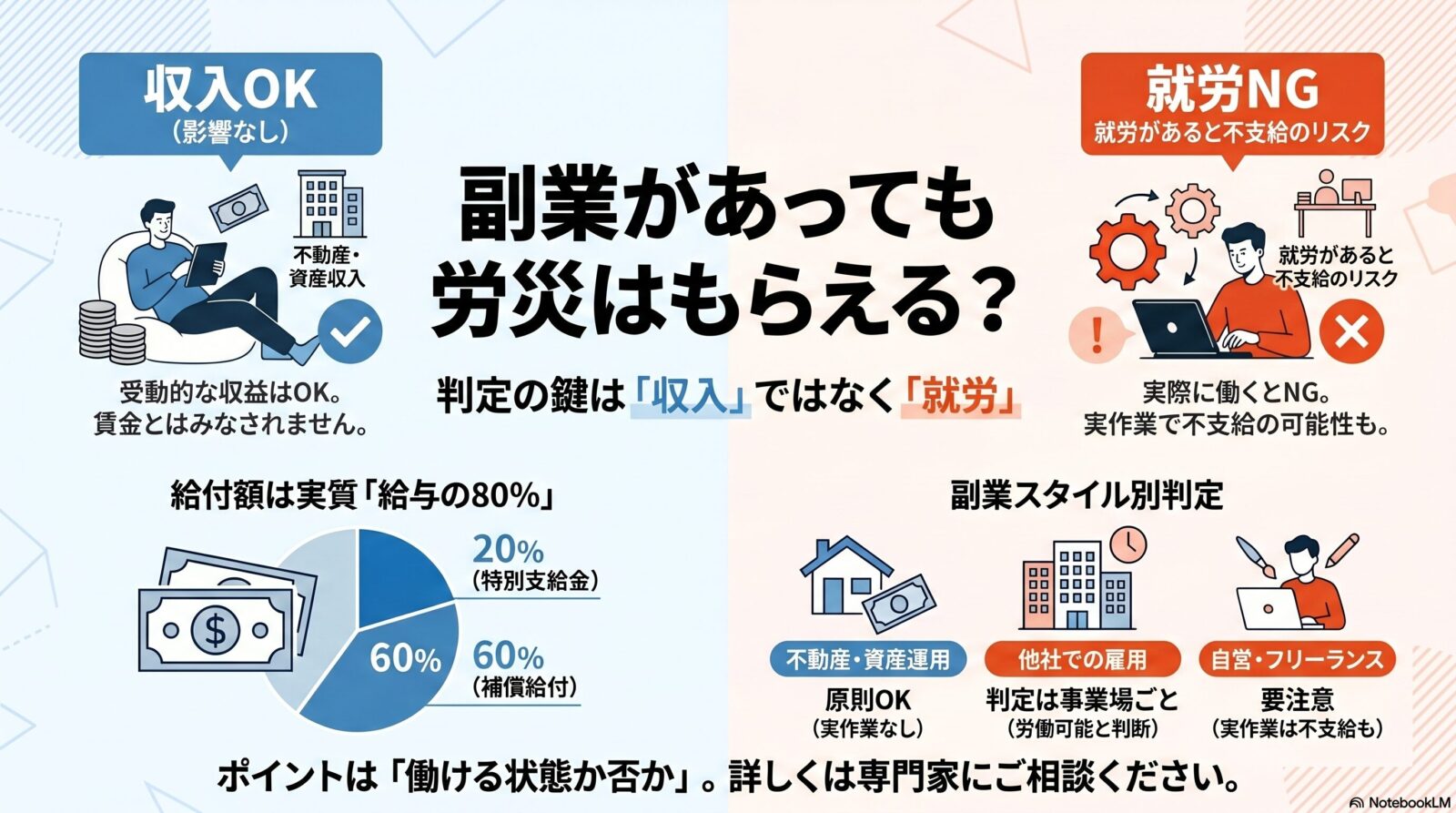 労災保険の休業補償！副業収入があると労災保険から給付は受けられないのか？