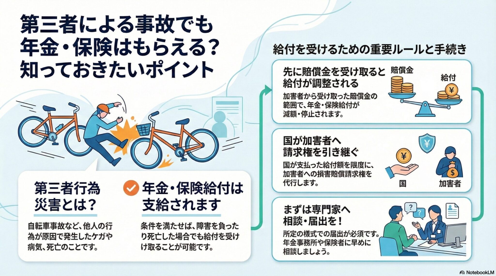第三者行為災害による年金・保険給付の取扱いを解説