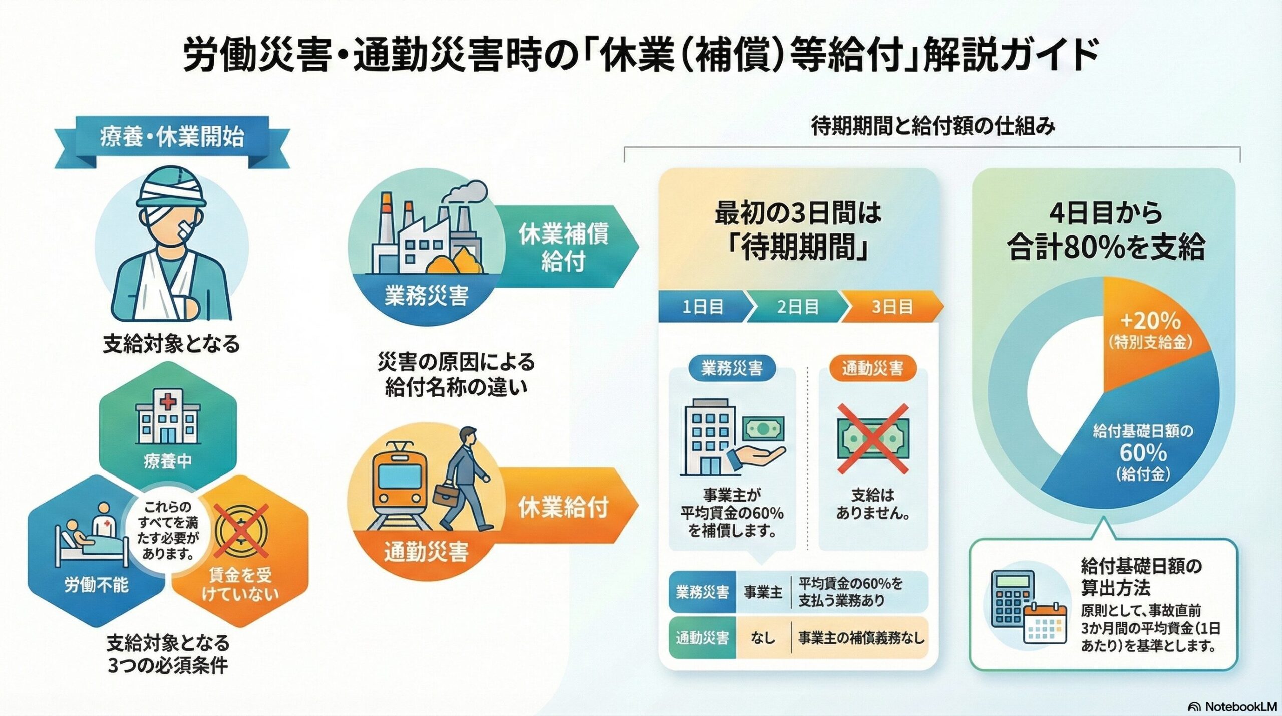労災保険の休業（補償）等給付｜支給要件と計算方法を解説