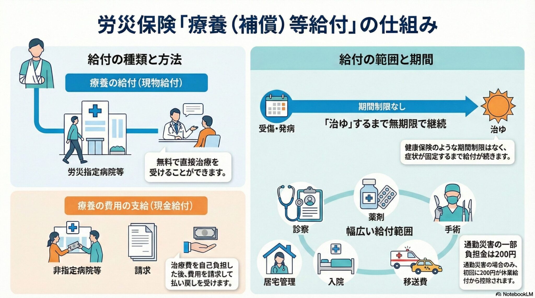 労災保険の療養（補償）等給付｜給付の種類と範囲を解説