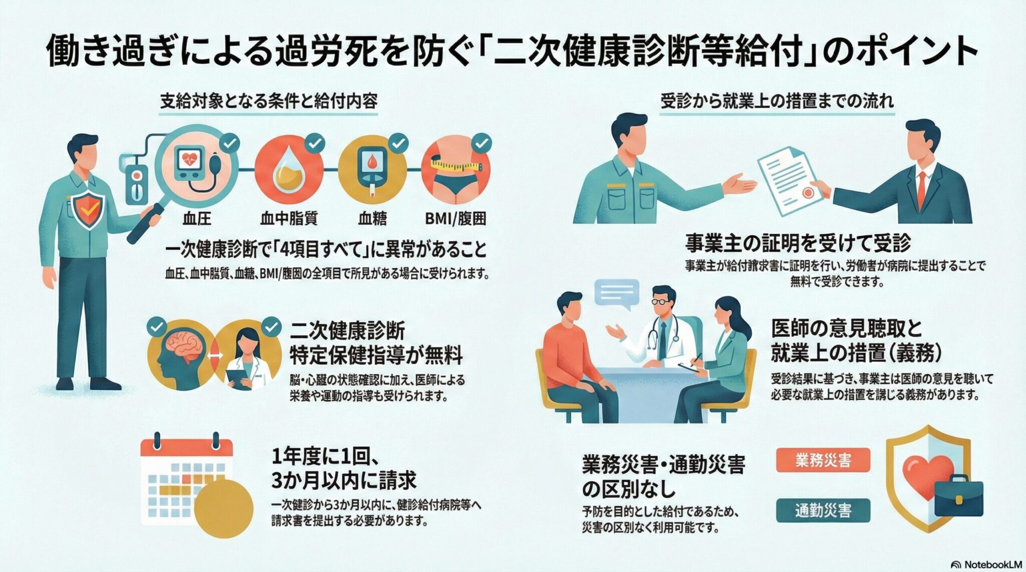労災保険の二次健康診断等給付｜過労死予防のための給付を解説