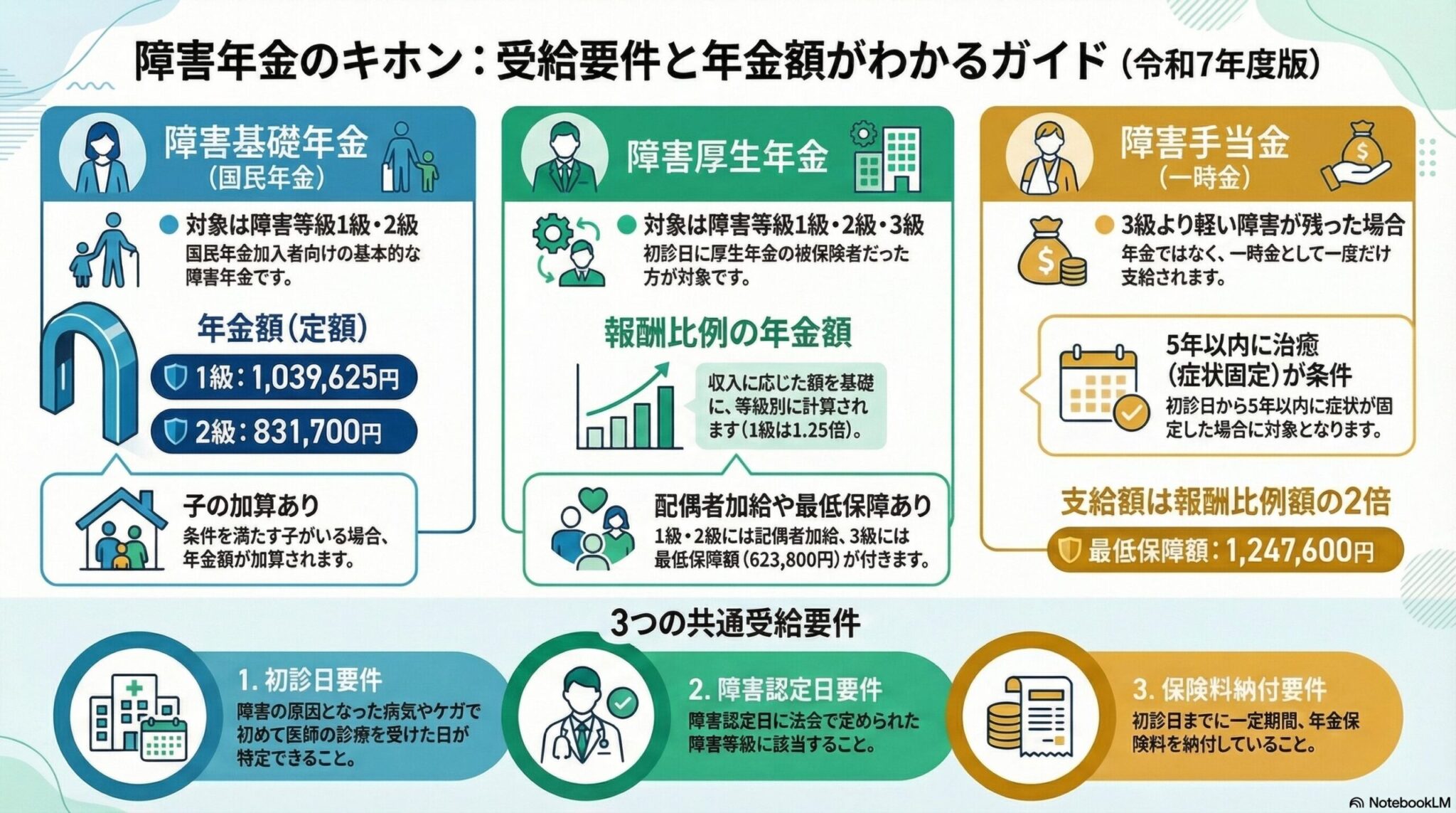 障害年金・障害手当金の受給要件と年金額