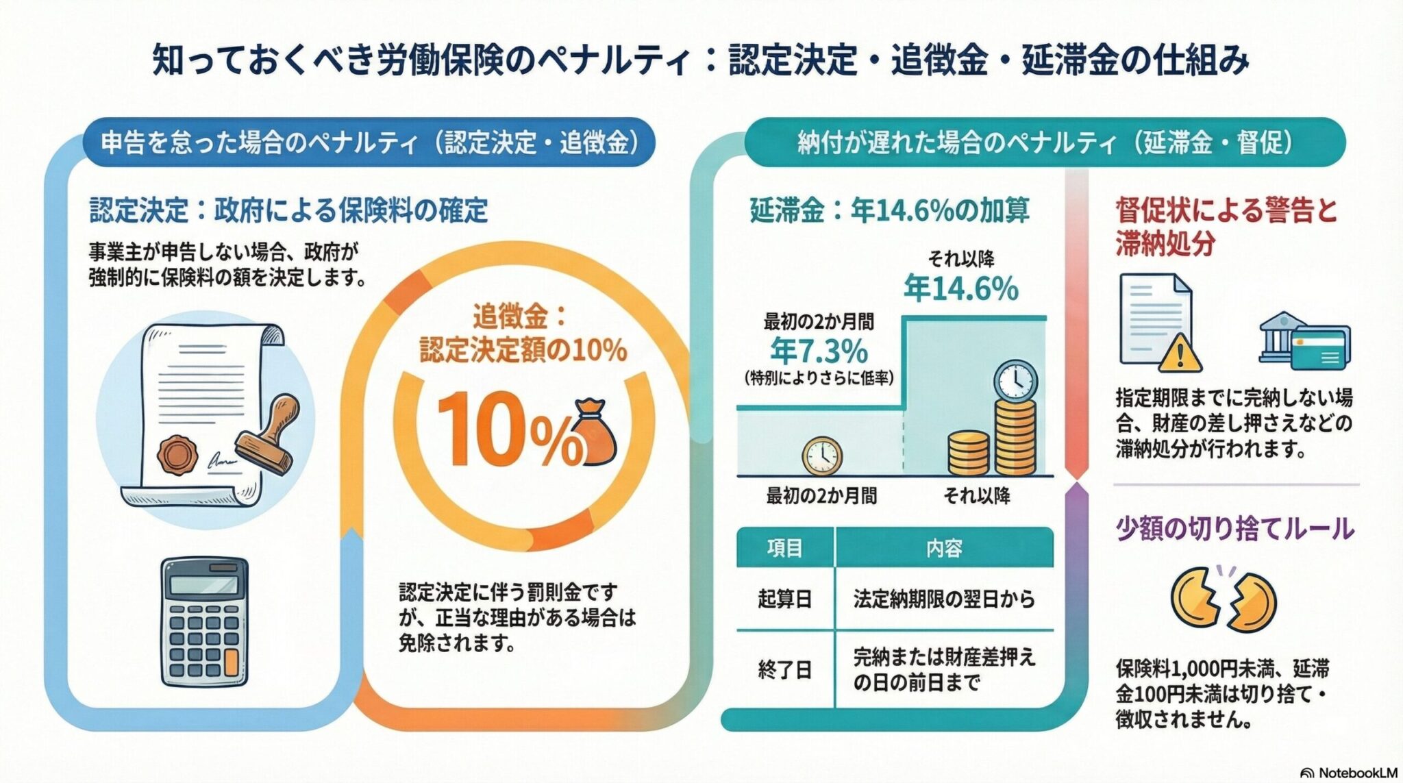 労働保険の認定決定・追徴金・延滞金｜未納時のペナルティを解説