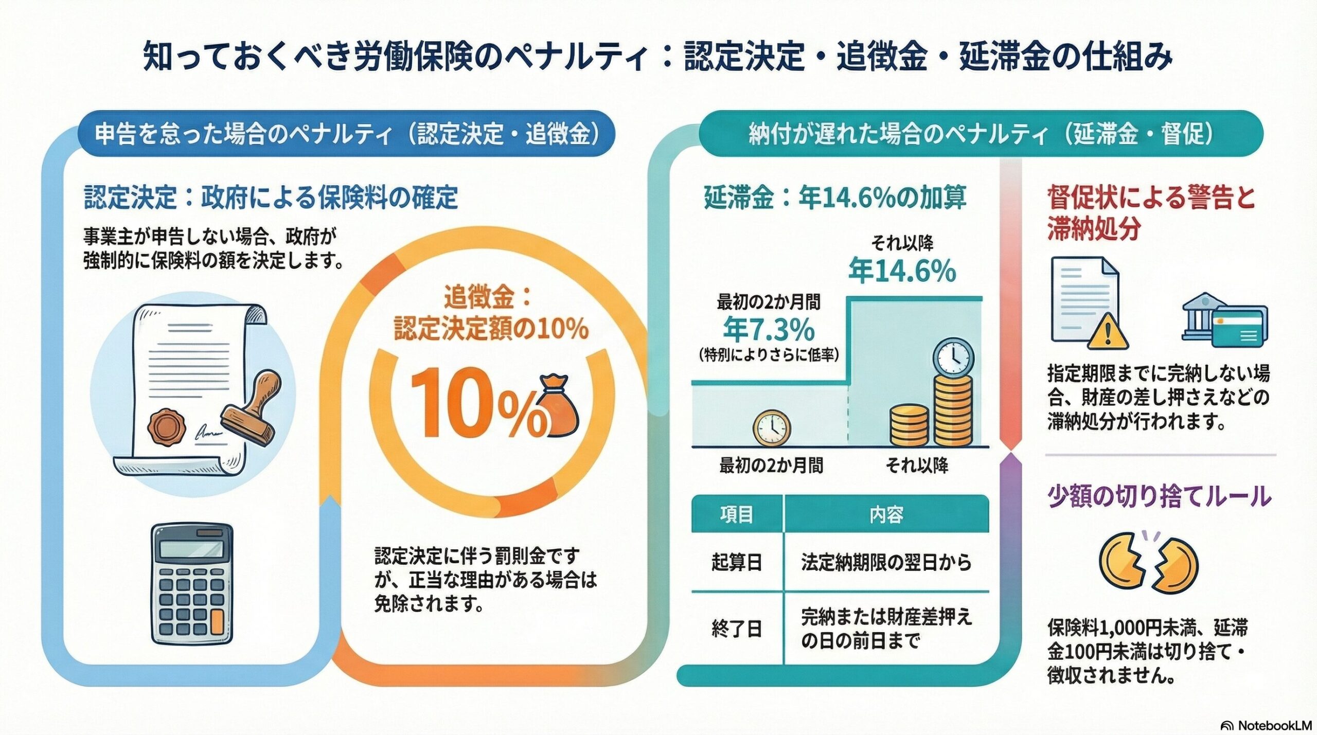 労働保険の認定決定・追徴金・延滞金｜未納時のペナルティを解説