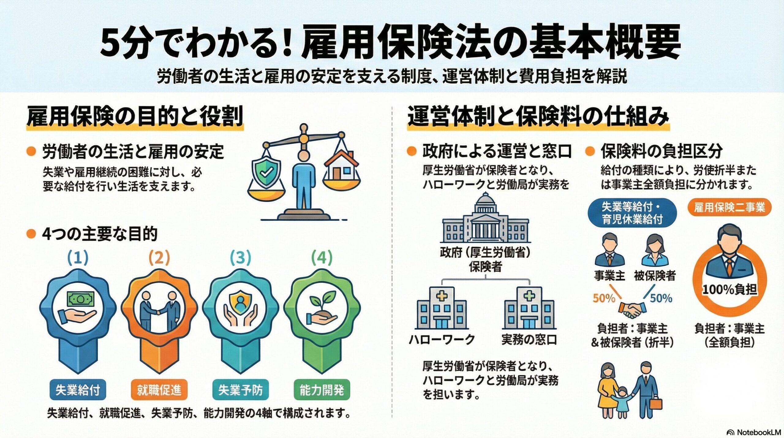 雇用保険法の概要｜失業給付と雇用安定の仕組みを解説