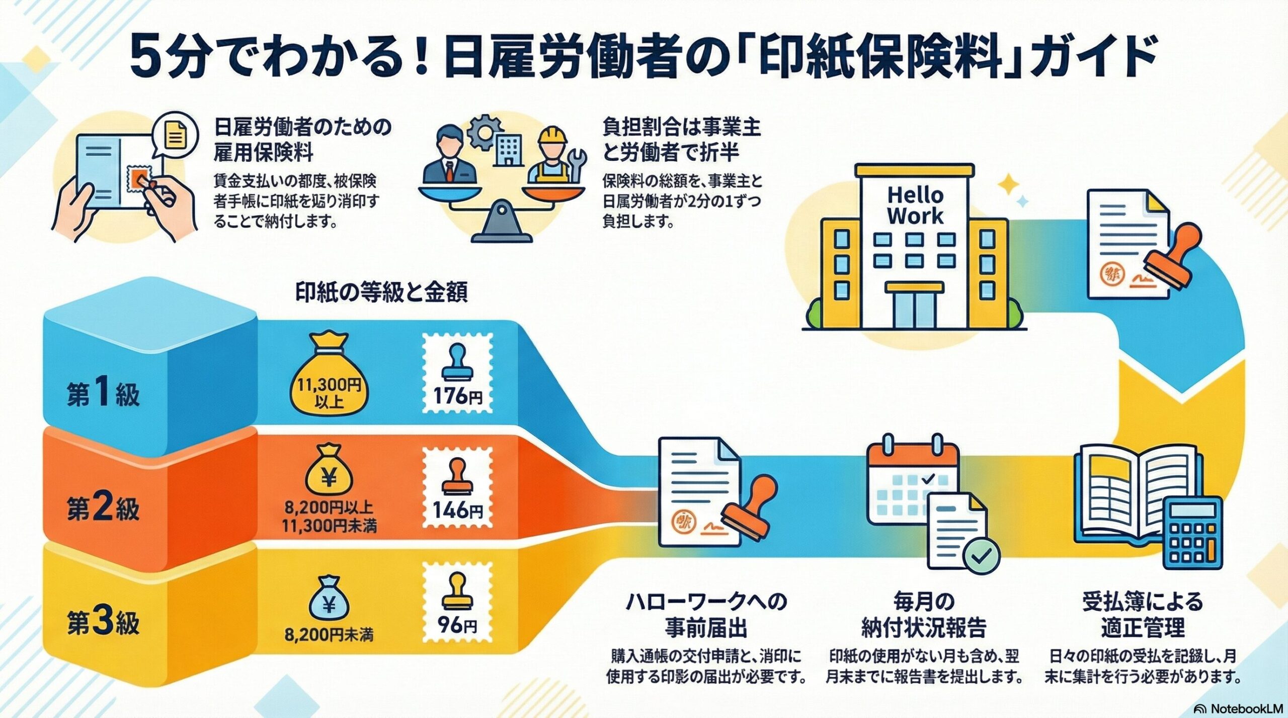 労働保険の印紙保険料｜日雇労働被保険者の雇用保険料の仕組みを解説