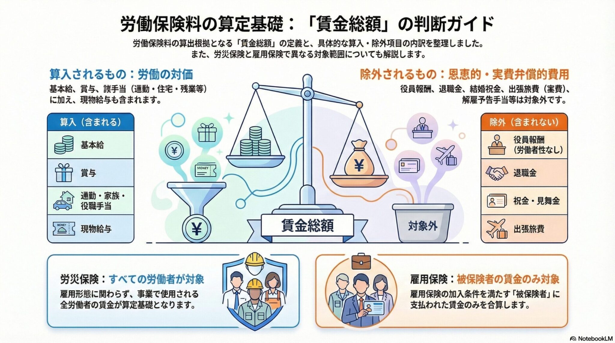 労働保険の賃金総額｜保険料算定の基礎となる賃金の範囲を解説
