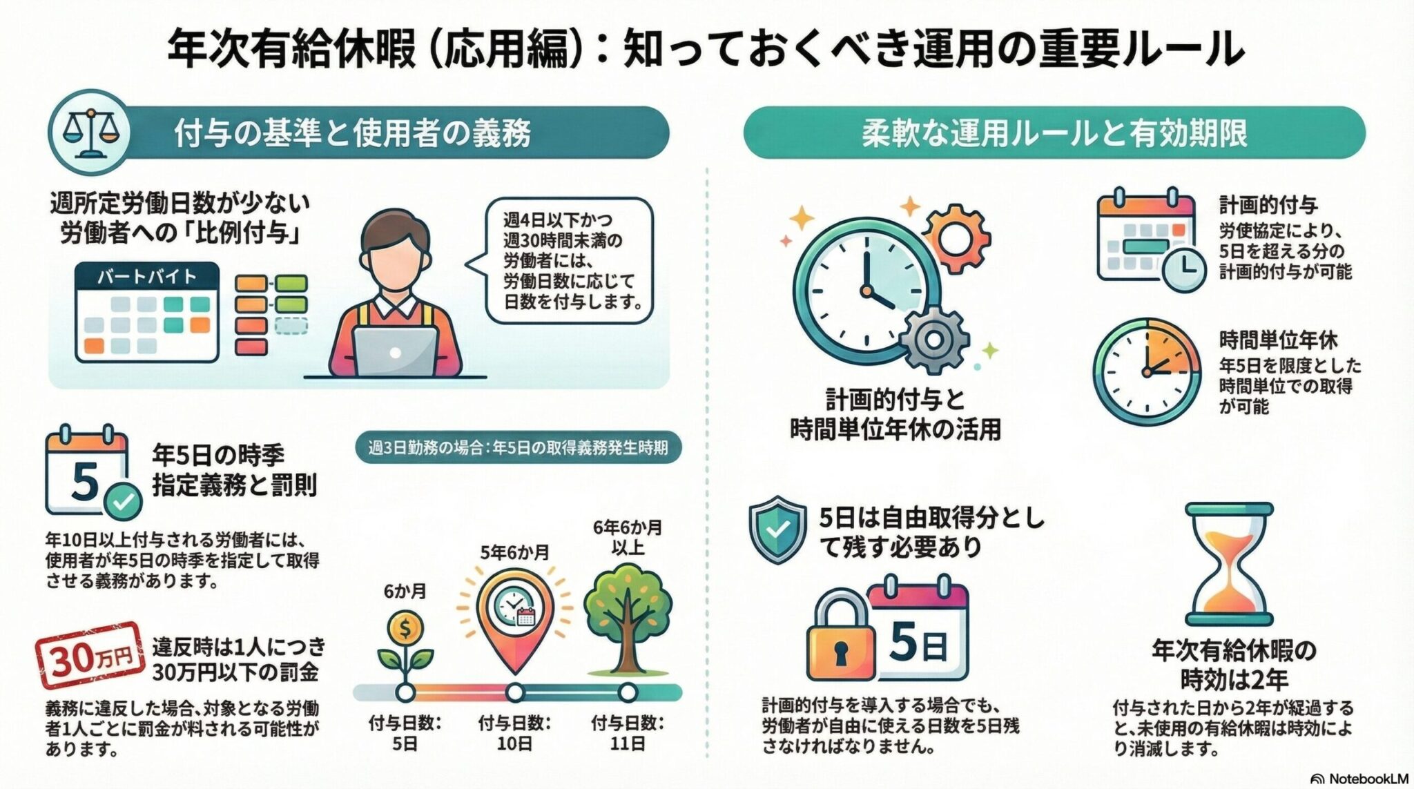 労働基準法の年次有給休暇(応用編)｜比例付与と年5日の時季指定義務を解説