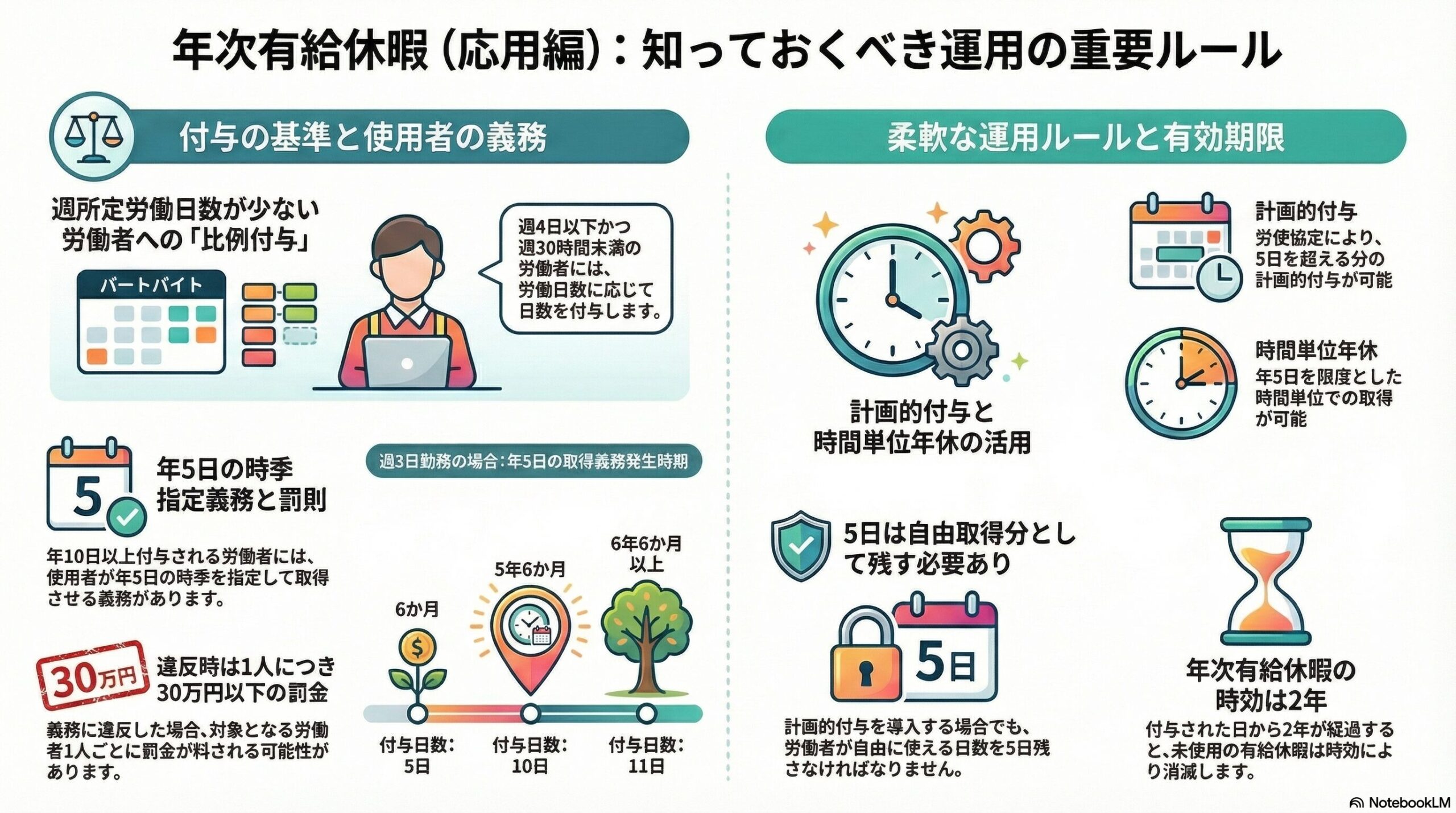 労働基準法の年次有給休暇(応用編)｜比例付与と年5日の時季指定義務を解説