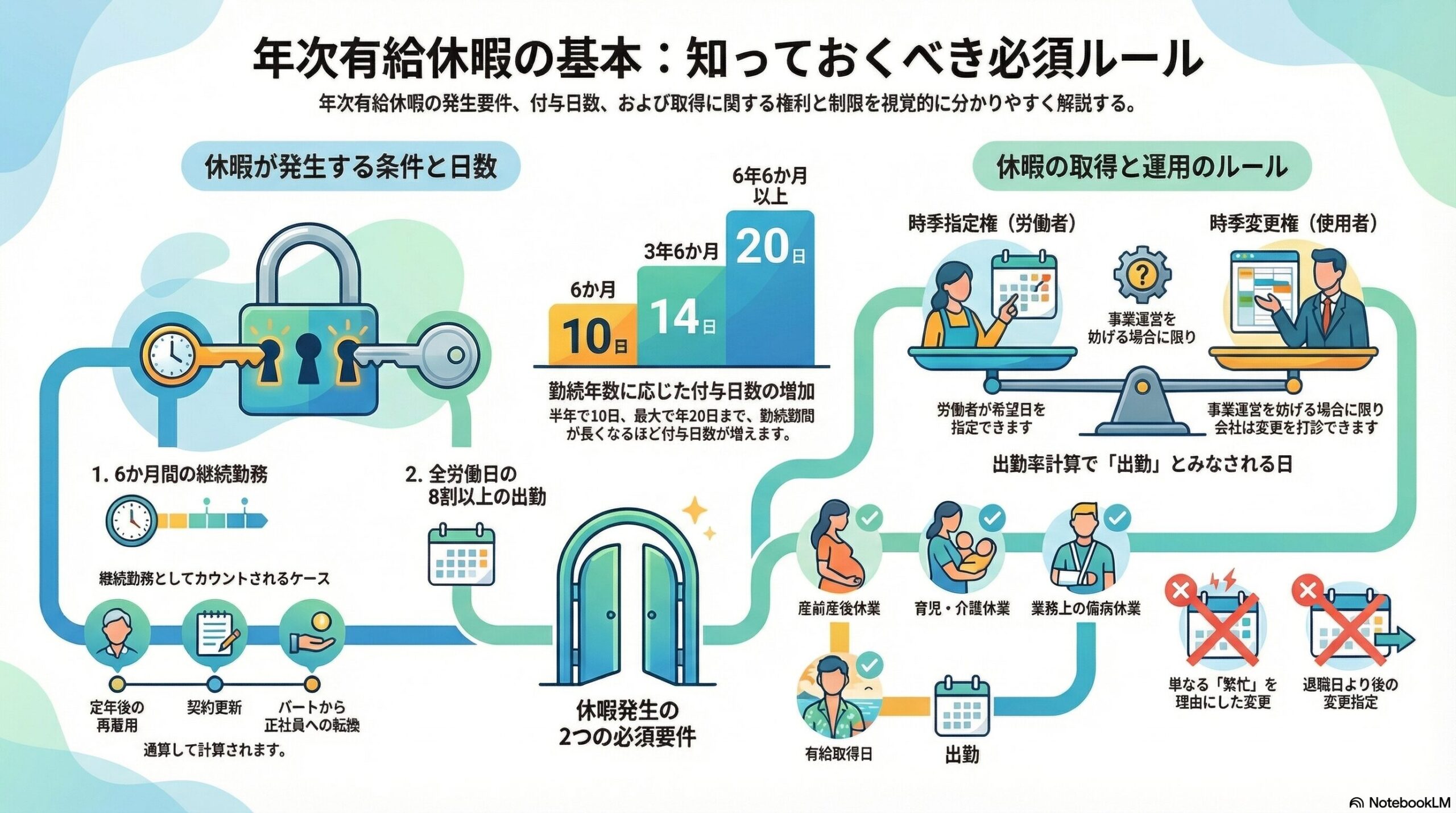 労働基準法の年次有給休暇(基本編)｜発生要件と付与日数を解説