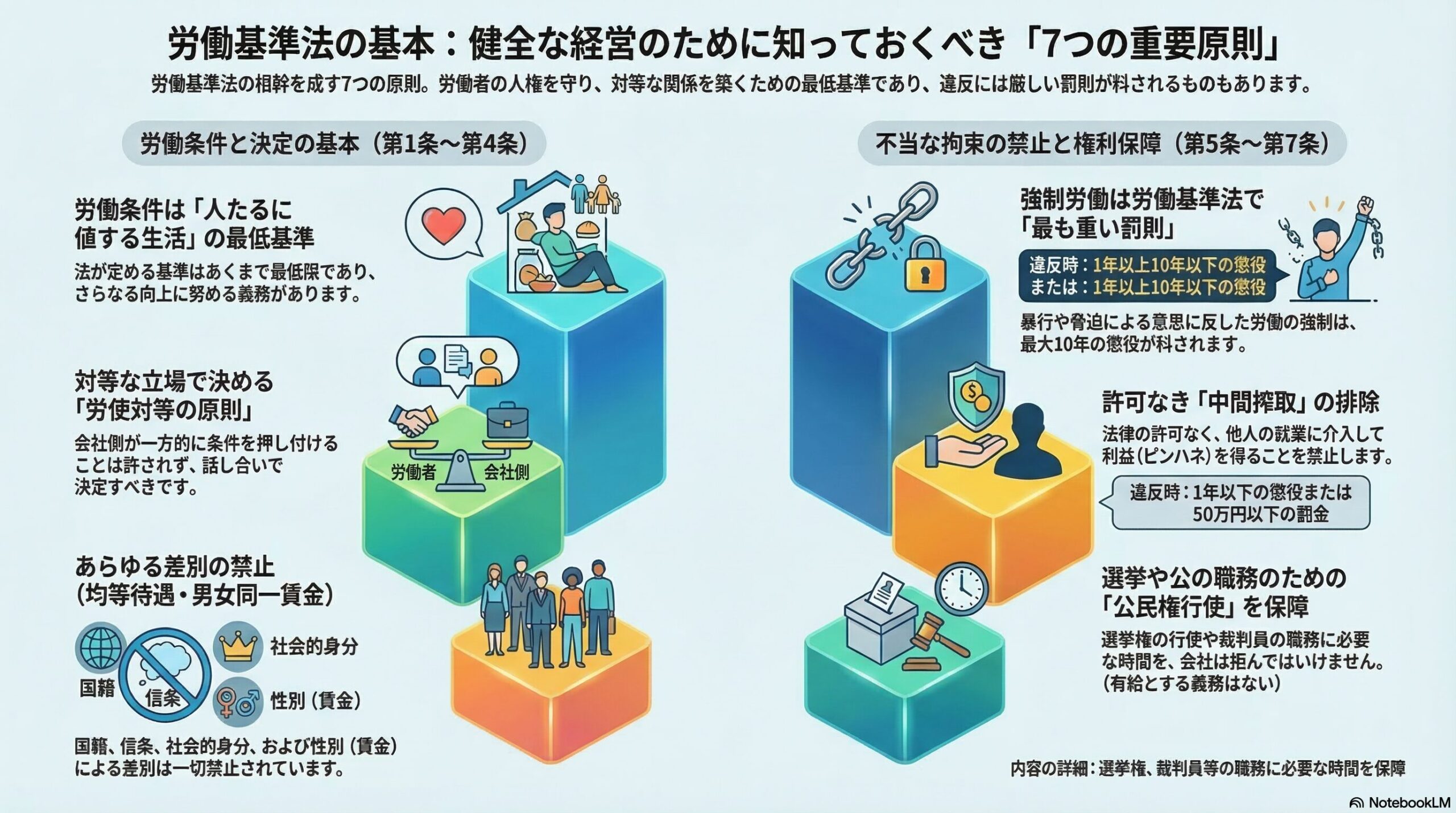 労働基準法の基本原則｜7つの重要原則を解説