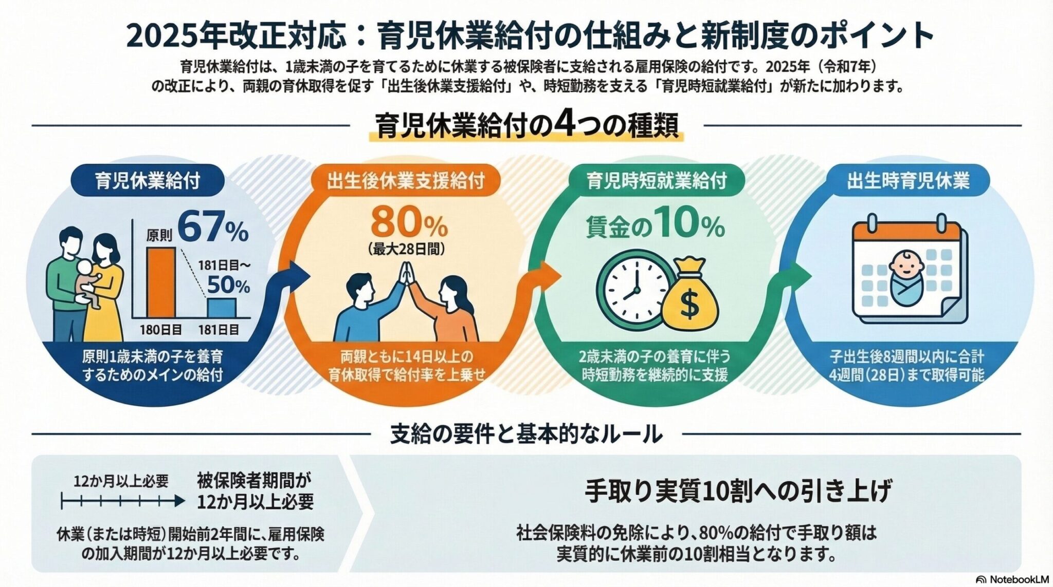 雇用保険の育児休業給付｜4つの給付金の種類と支給額を解説