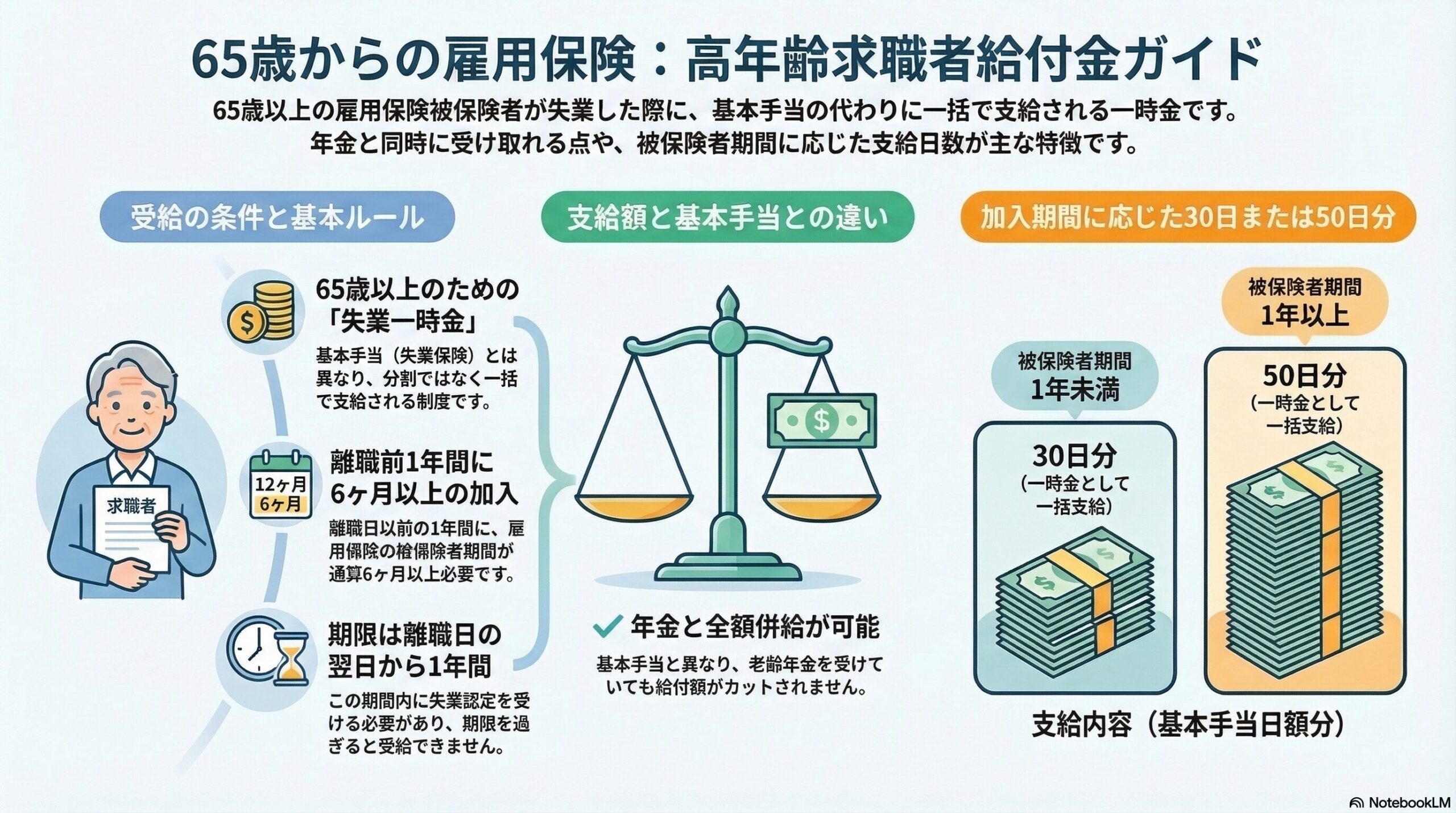 雇用保険の高年齢求職者給付金｜65歳以上の失業時の一時金を解説