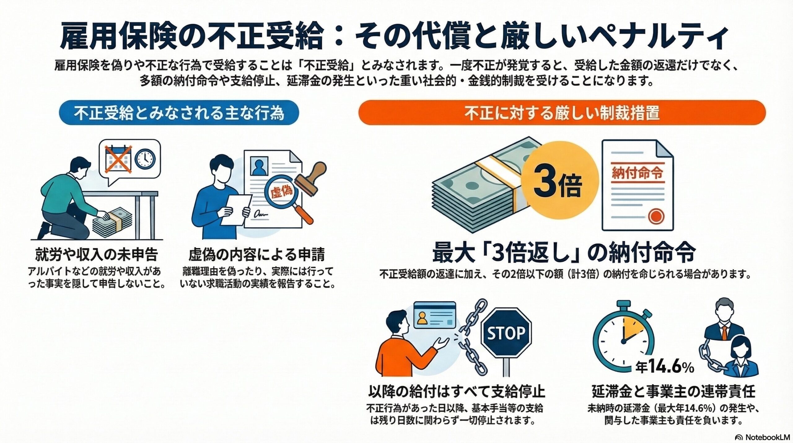雇用保険の不正受給と返還命令｜3倍返しのペナルティを解説