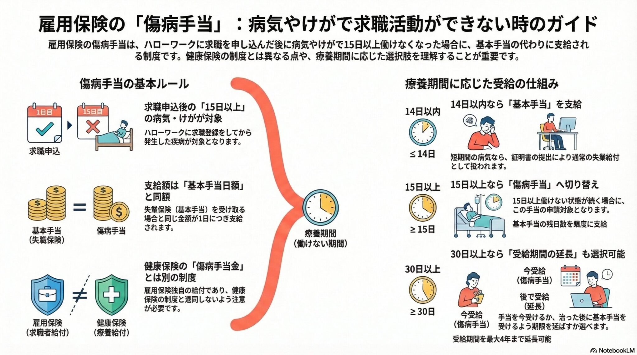 雇用保険の傷病手当｜病気やケガで働けない場合の給付を解説