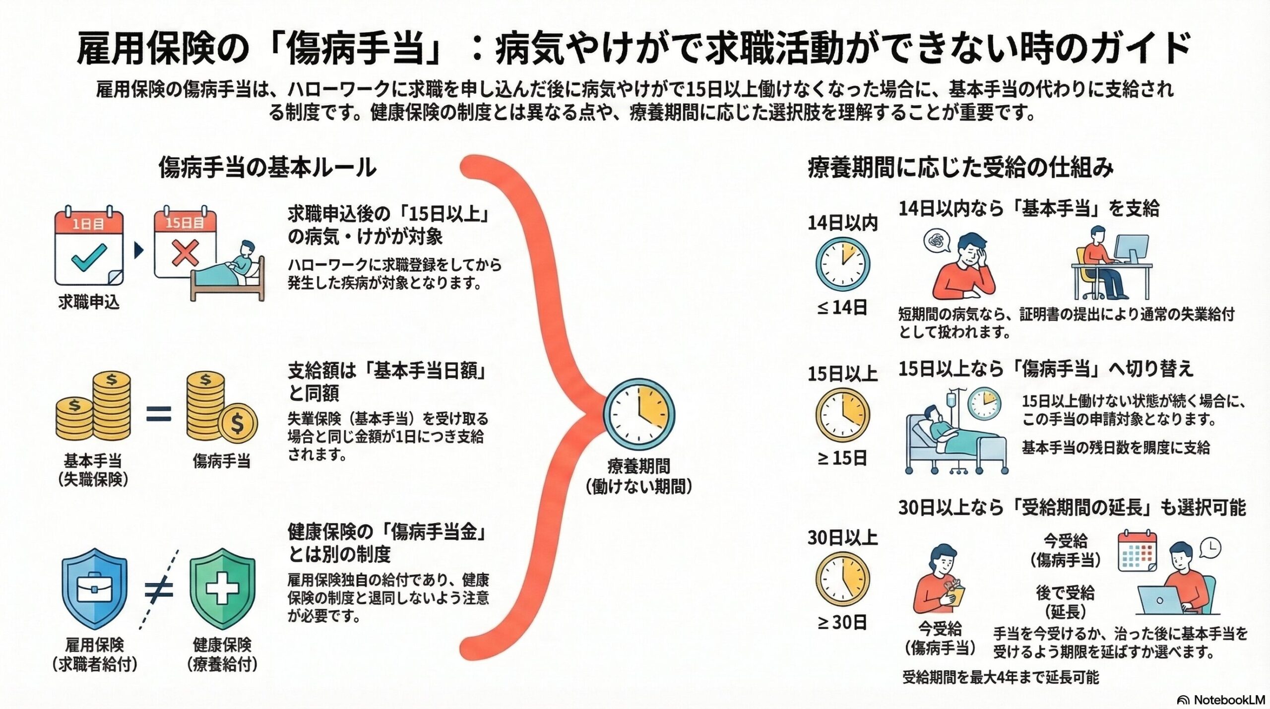 雇用保険の傷病手当｜病気やケガで働けない場合の給付を解説