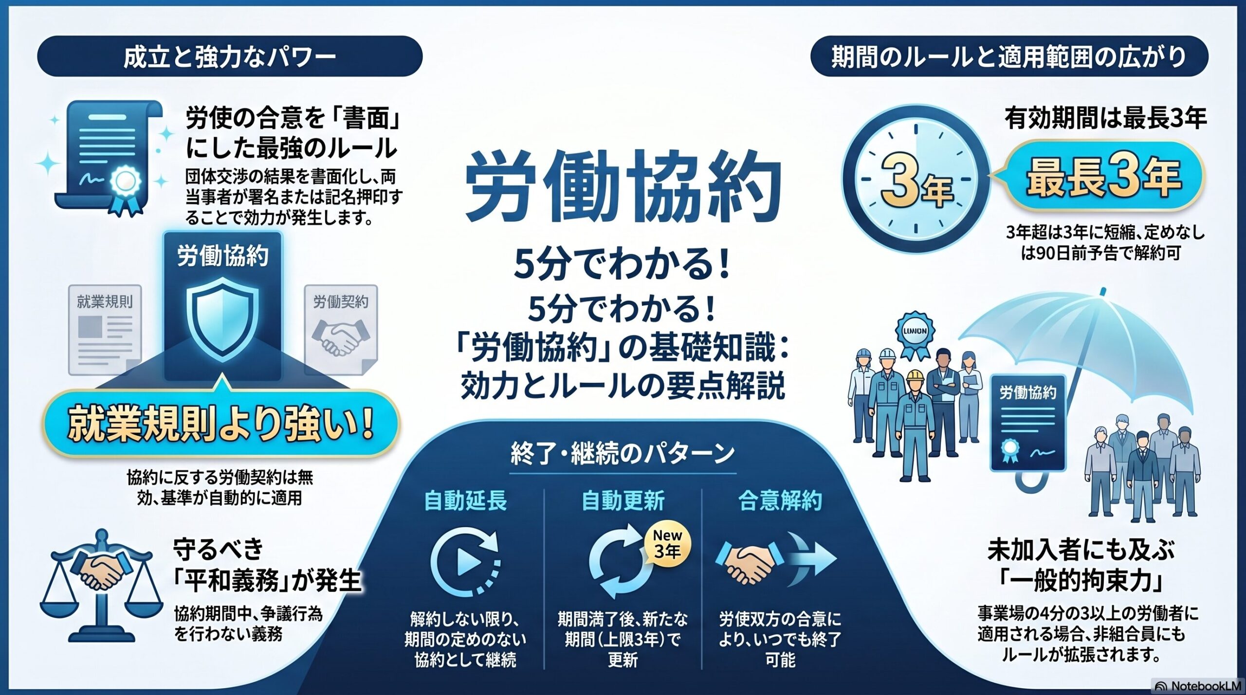 労働組合法の労働協約｜書面作成要件と規範的効力・拡張適用を解説