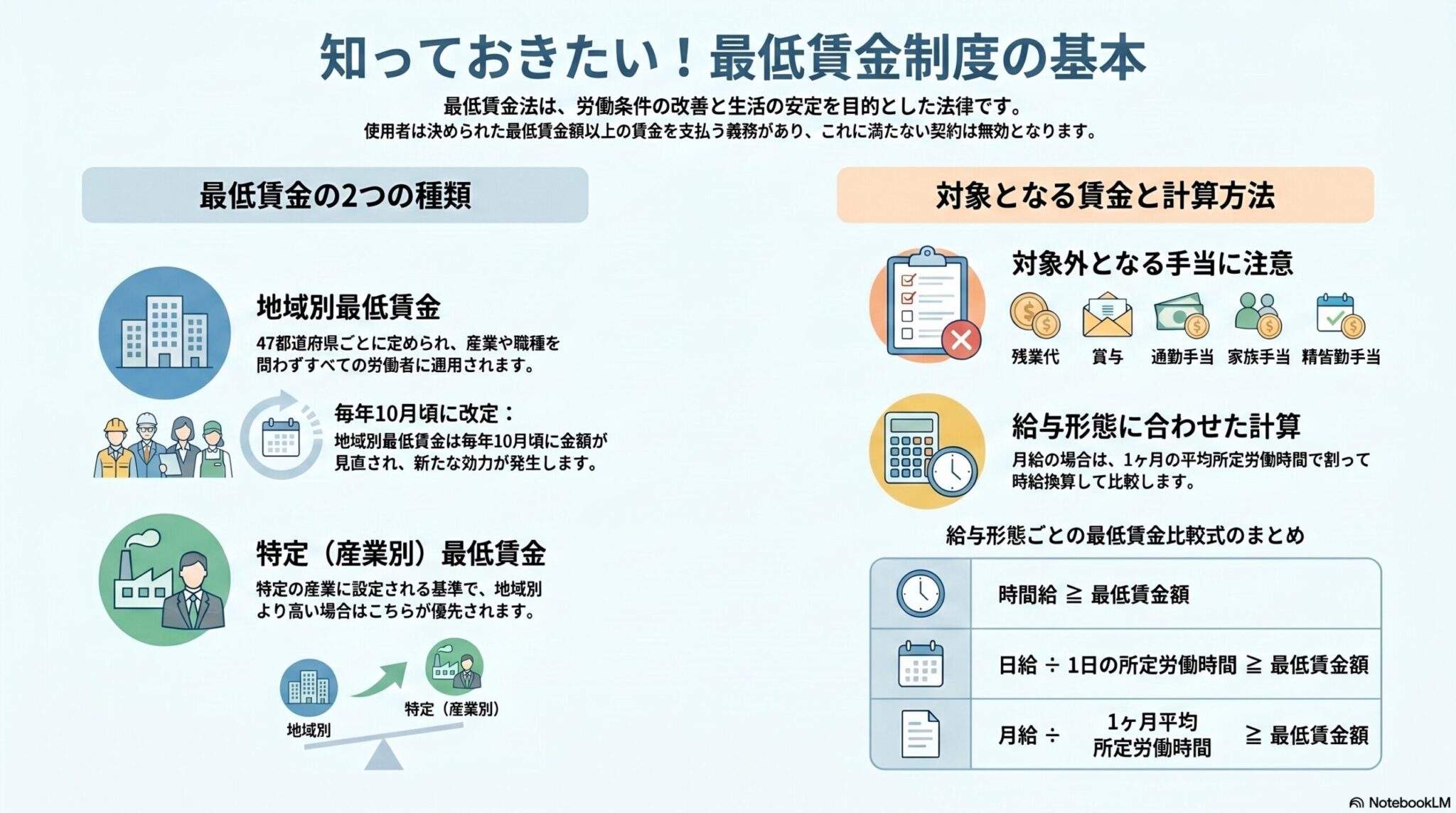 最低賃金法の概要・最低賃金の種類｜地域別と特定最低賃金を解説