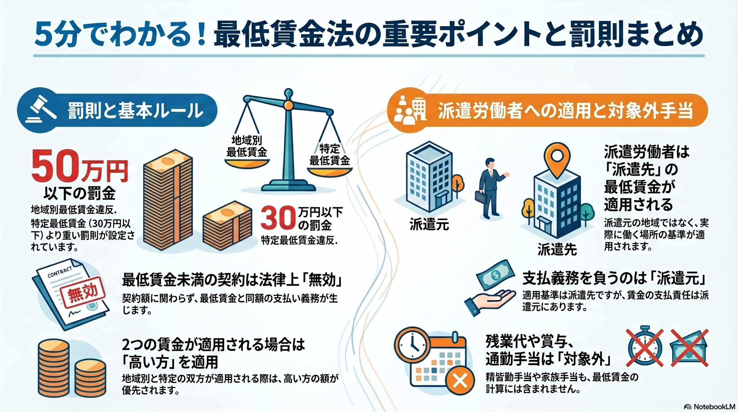 最低賃金法の罰則・派遣労働者への適用・総まとめ｜違反の罰則と重要ポイントを解説