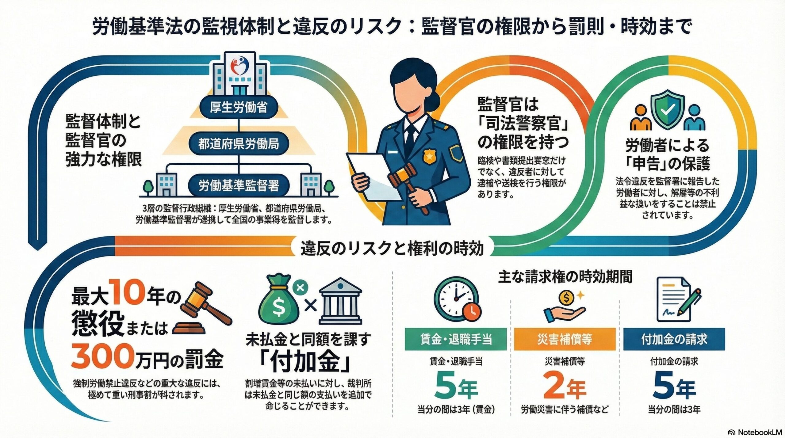 労働基準法の監督機関・罰則・時効｜労働基準監督署の権限と罰則を解説