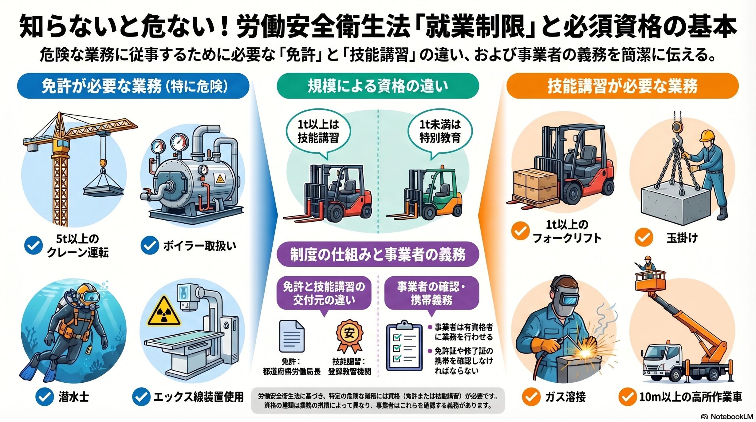 労働安全衛生法の就業制限・免許・技能講習｜危険業務の資格要件を解説