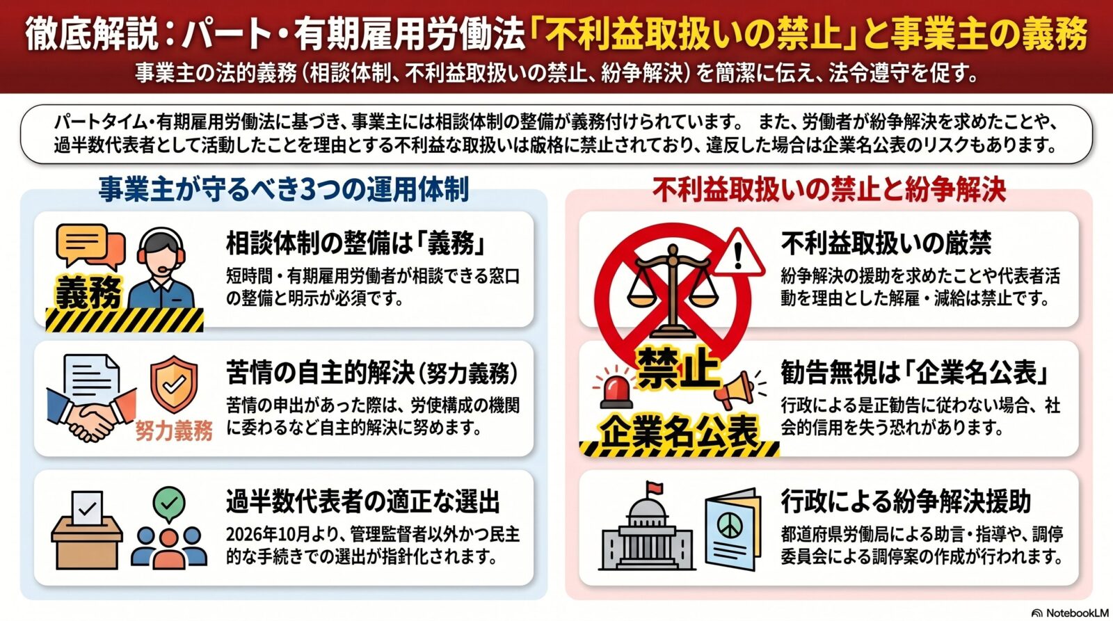相談体制・苦情処理・不利益取扱いの禁止・紛争解決｜パートタイム・有期雇用労働法を解説