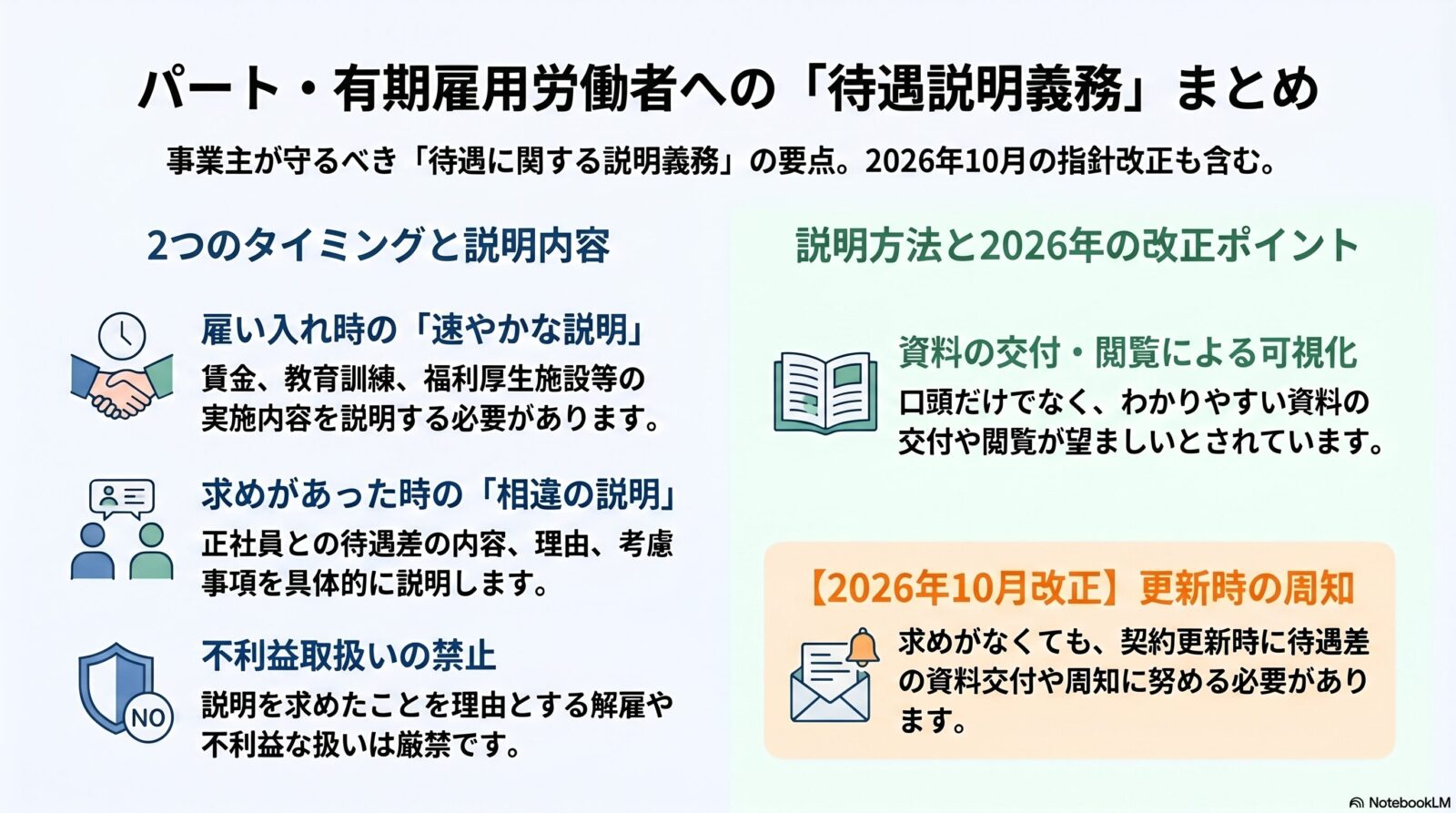 待遇に関する説明義務（第14条）｜パートタイム・有期雇用労働法の2種類の説明義務を解説