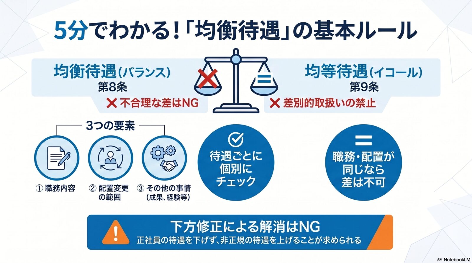 不合理な待遇の禁止・均衡待遇（第8条）｜パートタイム・有期雇用労働法の判断要素を解説