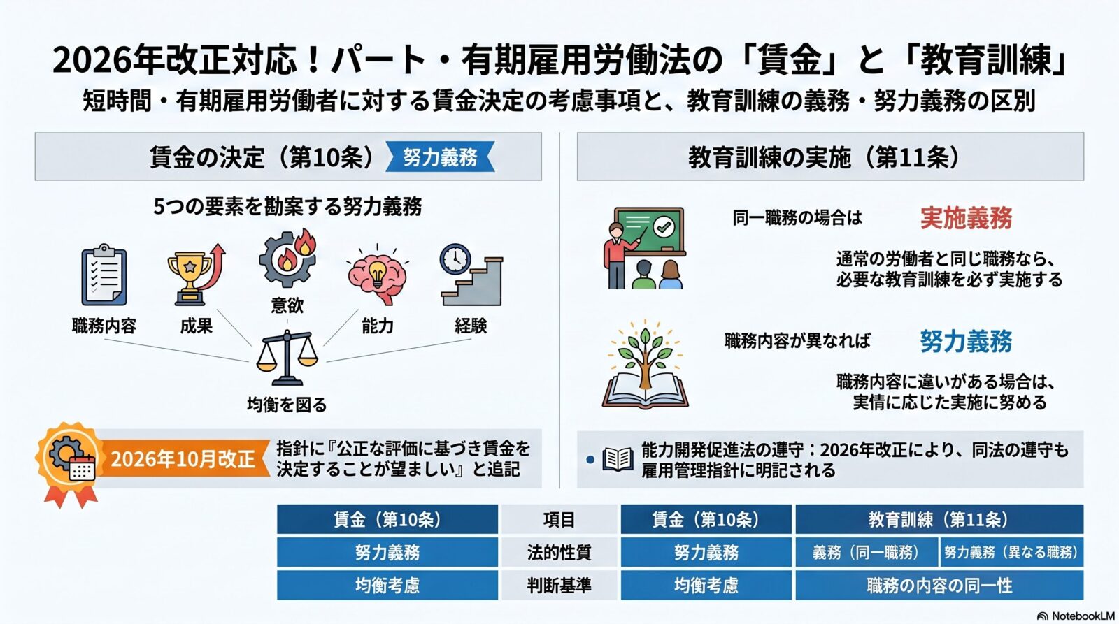 賃金（第10条）・教育訓練（第11条）｜パートタイム・有期雇用労働法の義務と努力義務を解説