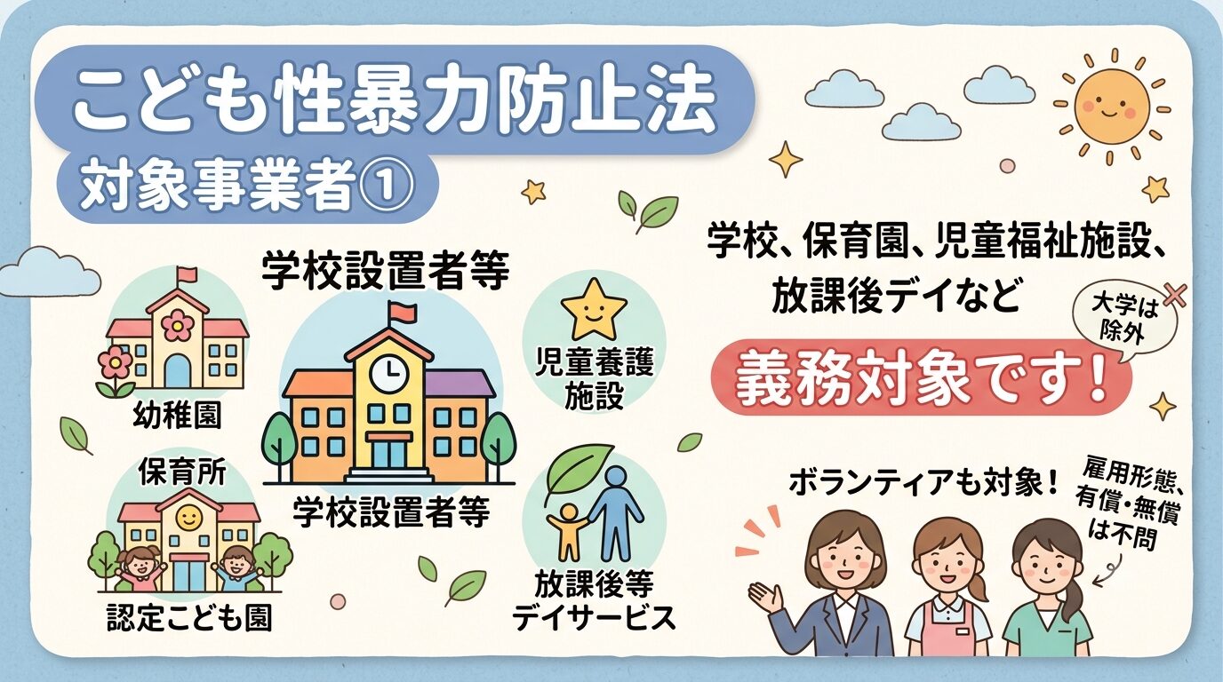 こども性暴力防止法｜義務対象「学校設置者等」の範囲と対象従事者を解説
