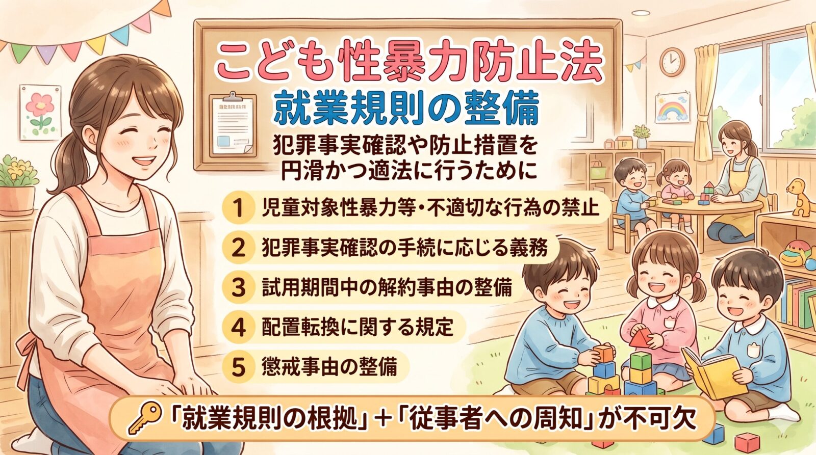 こども性暴力防止法｜就業規則の整備を解説（服務規律・配置転換・懲戒）