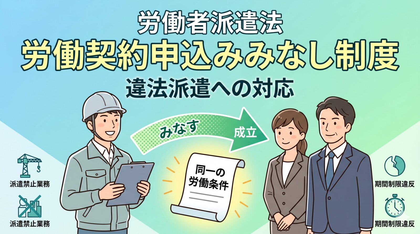 労働契約申込みみなし制度とは｜労働者派遣法の違法派遣4類型と対応を解説