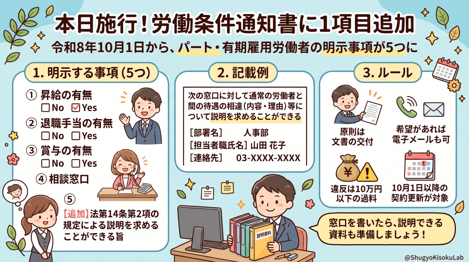 パートタイム・有期雇用労働法｜令和8年10月1日施行の明示事項の追加